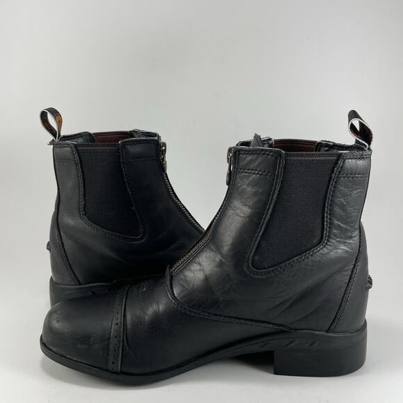 Ariat Devon III Zip Paddock Boot Girls Big Kids Youth Size 4 Black Leather - Picture 4 of 11